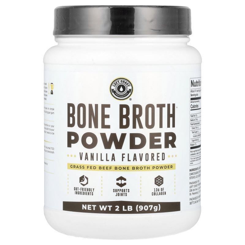 Left Coast Performance,Bone Broth Powder, Vanilla, 2 lb (907