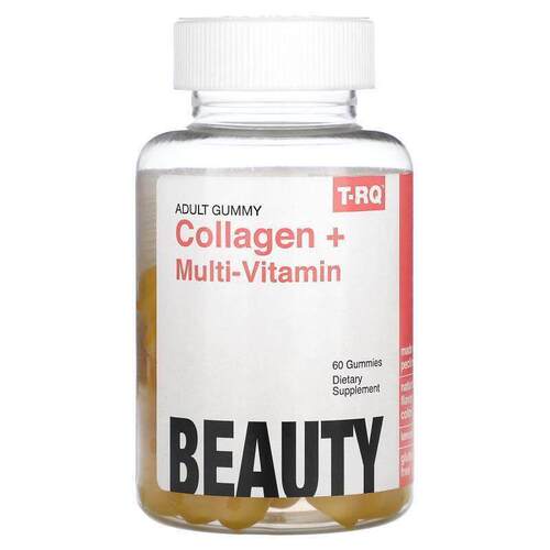 T-RQ,Adult Gummy, Collagen + Multi-Vitamin, Lemon, 60 Gummie
