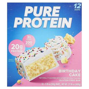 纯蛋白,Gluten Free Bars, Birthday Cake, 12 Bars,1.76 oz (50