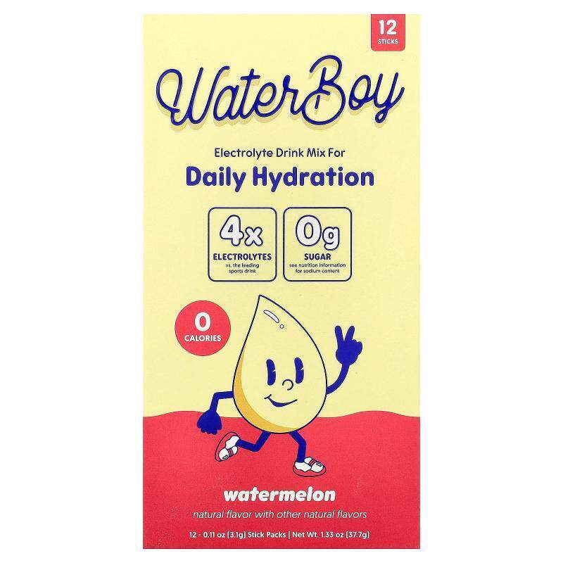 Waterboy,Daily Hydration, Electrolyte Drink Mix, Watermelon - 实物图
