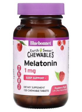 Bluebonnet Nutrition,EarthSweet咀嚼剂，褪黑素，天然覆盆子味1