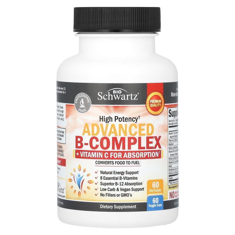BioSchwartz,High Potency Advanced B-Complex, 60 Veggie Caps