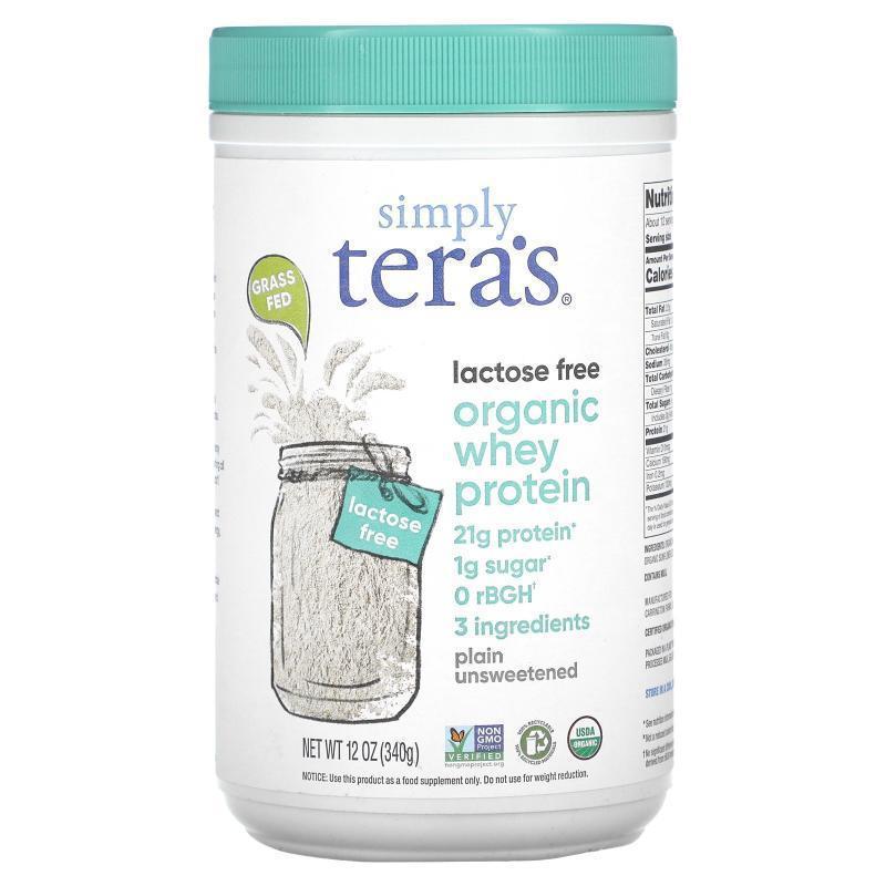 Simply Tera's,Organic Whey Protein, Plain Unsweetened, 12 oz