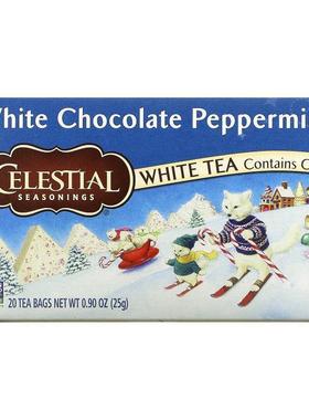 斯乐,White Tea, White Chocolate Peppermint, 20 Tea Bags, 0.9
