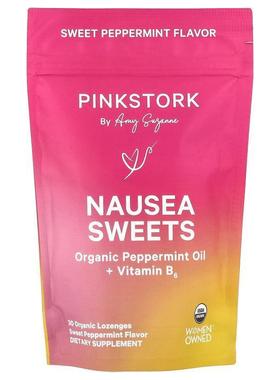 Pink Stork,Nausea Sweets，甜薄荷，30 粒有机锭剂