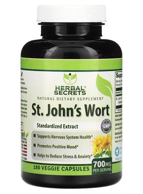 Herbal Secrets,贯叶连翘，350 毫克，180 粒素食胶囊