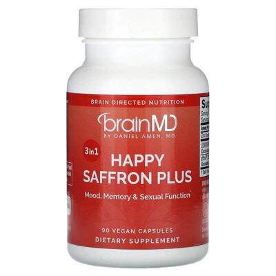 BrainMD,Happy Saffron Plus, 90 Vegan Capsules