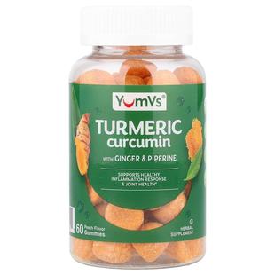 YumVs,Turmeric Curcumin With Ginger & Piperine Gummies, Peac