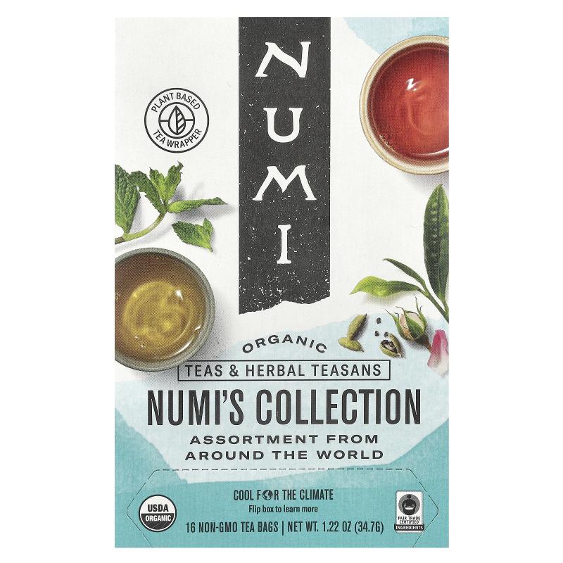 Numi Tea,有机茶，茶和草本茶，Numi的收藏，16种NON-GMO茶叶袋，
