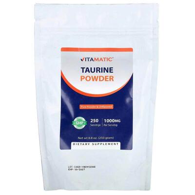 Vitamatic,Taurine Powder, Unflavored, 8.8 oz (250 g)