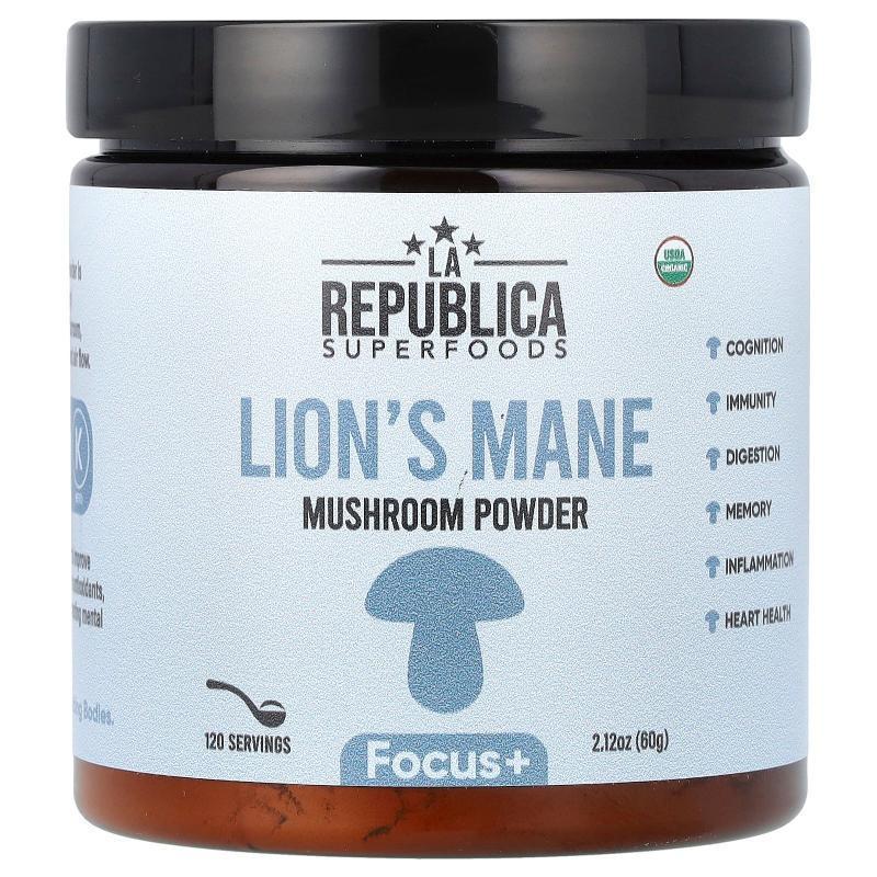 LA Republica,Superfoods, Lion's Mane Mushroom Powder, 2.12 o