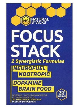 Natural Stacks,Focus Stack 凝神，2 瓶，每瓶含 15 粒素食胶囊