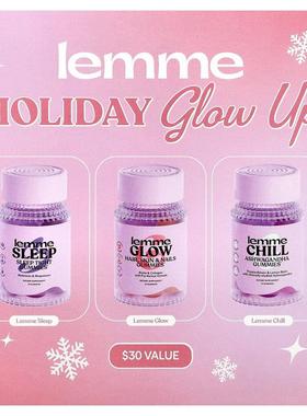 Lemme,Holiday Glow Up Gummies, Sleep, Glow, Chill, 3 Bottles