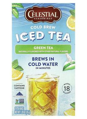斯乐,Cold Brew Iced Tea, Green Tea, 18 Tea Bags, 1.26 oz (35