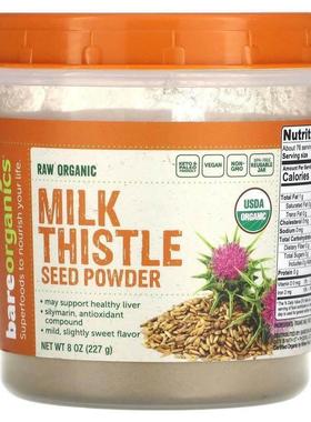 BareOrganics,Raw Organic Milk Thistle Seed Powder, 8 oz (227