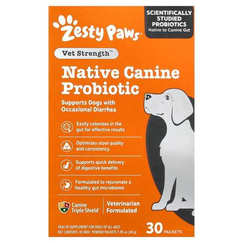Zesty Paws，天然犬用益生菌粉，30包，每包0.03盎司（1克）