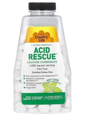 乡村生活,Acid Rescue, Calcium Carbonate, Mint, 1,000 mg, 220