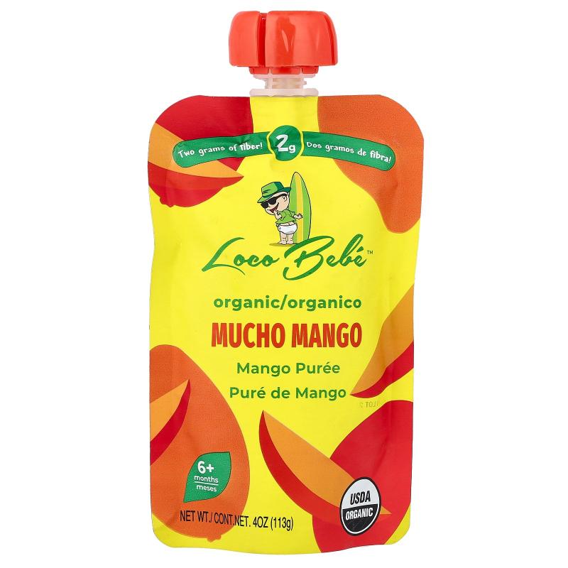 Loco Bebe,有机果泥，6 个月以上，Mucho 芒果，4 盎司（113 克）