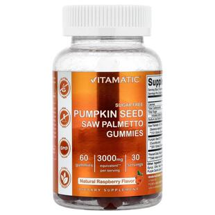 Vitamatic,Pumpkin Seed, Saw Palmetto Gummies, Raspberry, 60