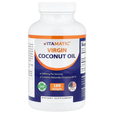 Vitamatic,Virgin Coconut Oil, 180 Softgels (1,000 mg per Sof