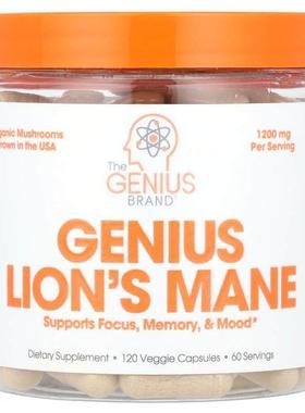 The Genius Brand,Genius Lion's Mane, 1,200 mg, 120 Veggie Ca