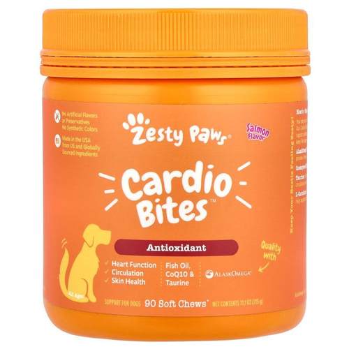Zesty Paws,Cardio Bites™, For Dogs, All Ages, Salmon, 90 Sof