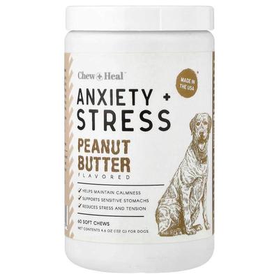 Chew + Heal,Anxiety + Stress, For Dogs, Peanut Butter, 60 So