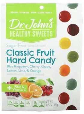Dr. John's Healthy Sweets,经典水果硬糖，含纤维和维生素 C，无