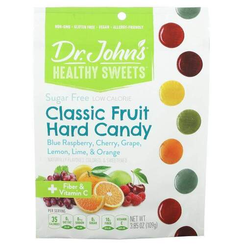 Dr. John's Healthy Sweets,经典水果硬糖，含纤维和维生素 C，无