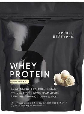 Sports Research,乳清蛋白，奶油香草味，2.06 磅（0.94 千克）
