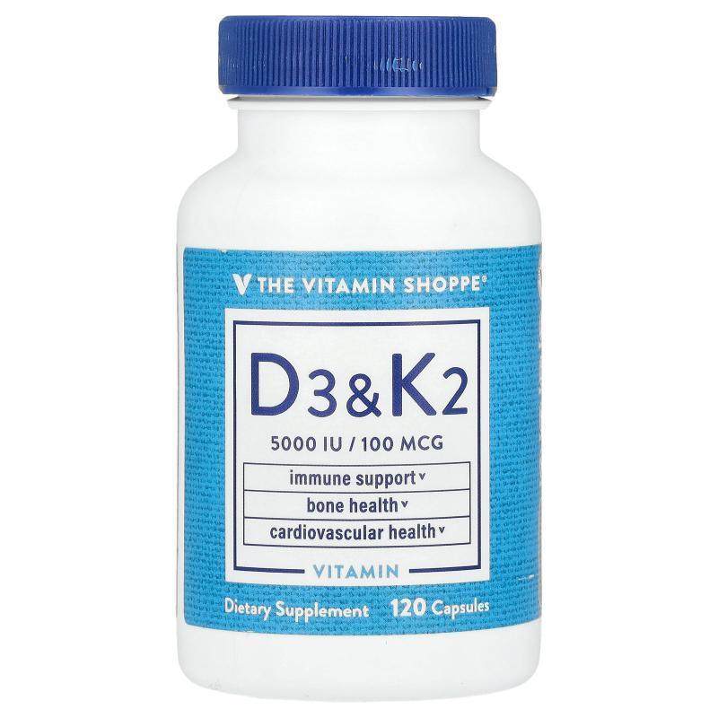 The Vitamin Shoppe,Vitamin D3 &amp;amp; K2, 120 Capsules