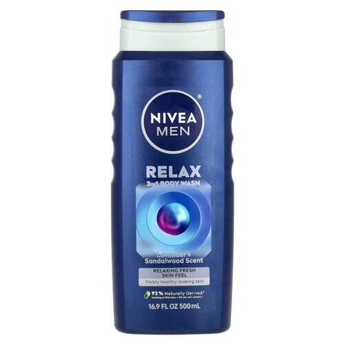 妮维雅,Men, 3 in 1 Body Wash, Relax, Lavender + Sandalwood,