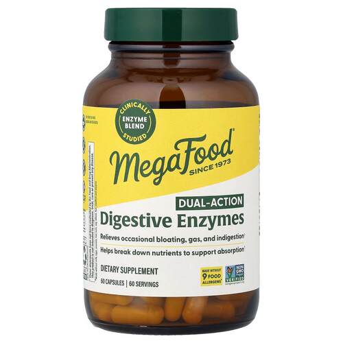 MegaFood,Dual-Action Digestive Enzymes, 60 Capsules