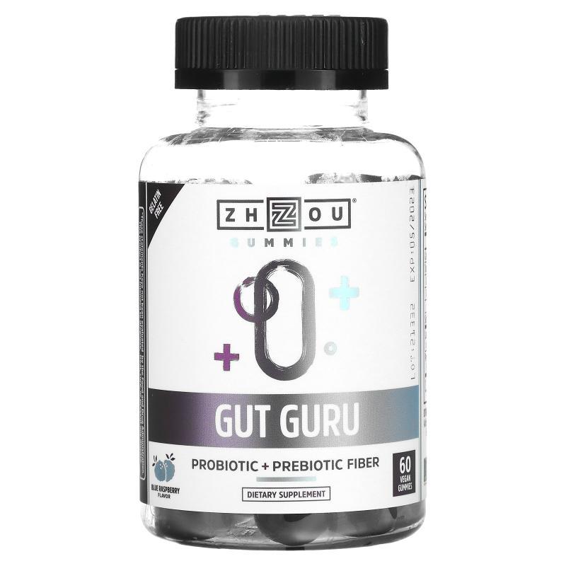Zhou Nutrition,Gut Guru，蓝树莓味，60 粒全素软糖
