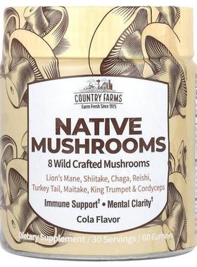 Country Farms,Native Mushrooms, Cola, 60 Gummies