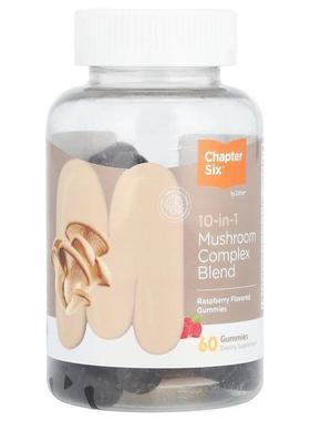 Chapter Six,10-in-1 Mushroom Complex Blend Gummies, Raspberr