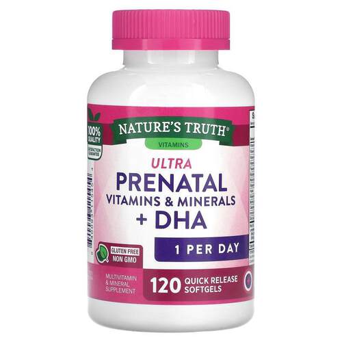 Nature's Truth,高级产前维生素和矿物质 + DHA，60 粒速释软凝胶