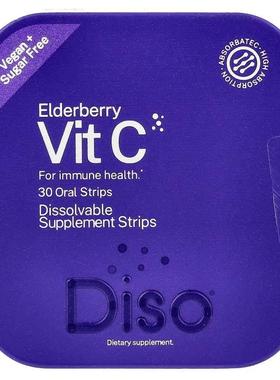 Diso,Elderberry, Vit C, 30 Oral Strips