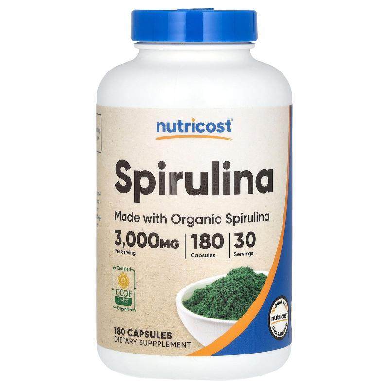 Nutricost,Spirulina, 3,000 mg, 180 Capsules (500 mg Per Caps