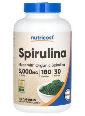 Nutricost,Spirulina, 3,000 mg, 180 Capsules (500 mg Per Caps