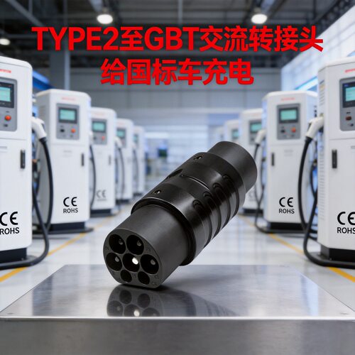 新款源头工厂EV汽车欧标转国标转接头Type2 to GBT适配器转接头