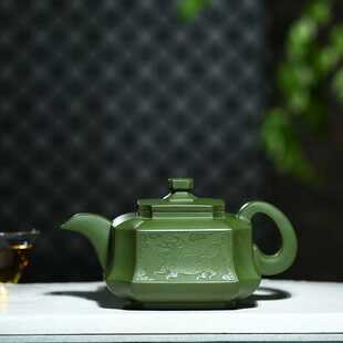 全手工紫砂茶壶四方狮韵紫砂壶家藏绿泥壶方正壶附持壶照