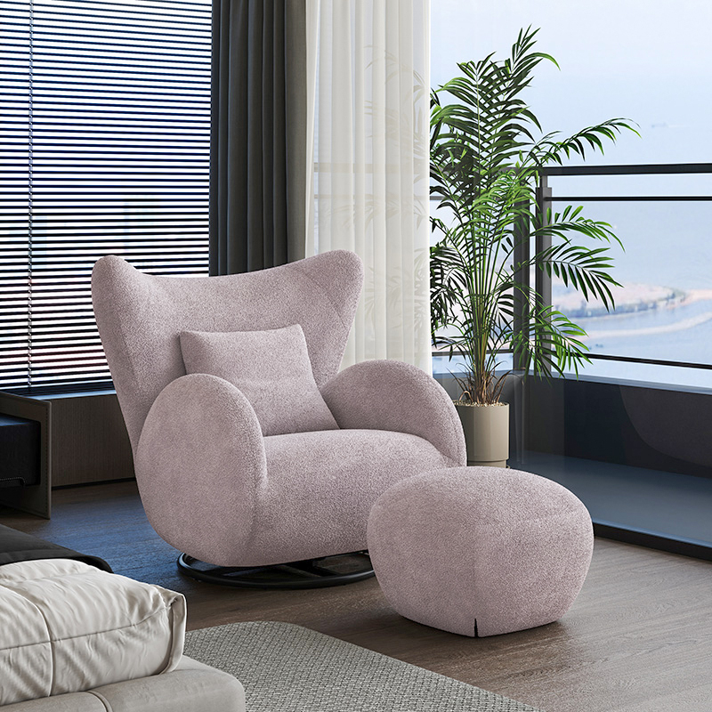 云何住可旋转羚羊单人沙发客厅布艺休闲椅中古风卧室家用懒人沙发