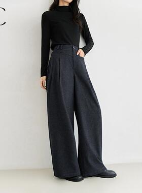 IC 慵懒百搭通勤宽松舒适休闲裤女2026新款秋季立体捏褶设计裤子