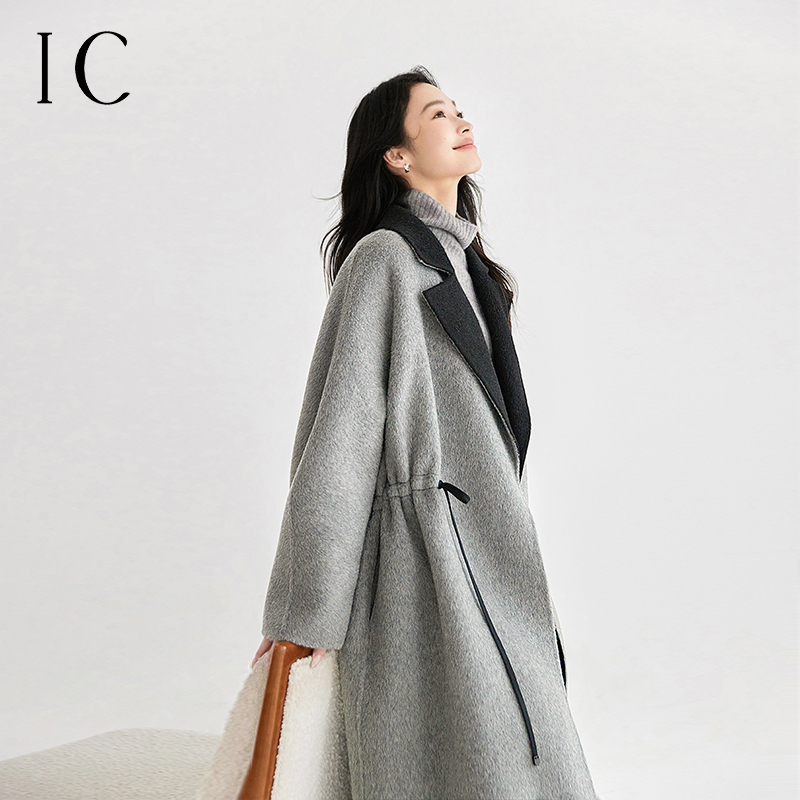 IC 廓形设计收腰双面呢外套女2025新款冬通勤气质高级宽松大衣