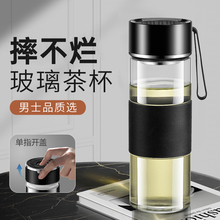 摔不烂玻璃杯防摔防爆单层茶杯男士泡茶专用耐高温办公室水杯新款