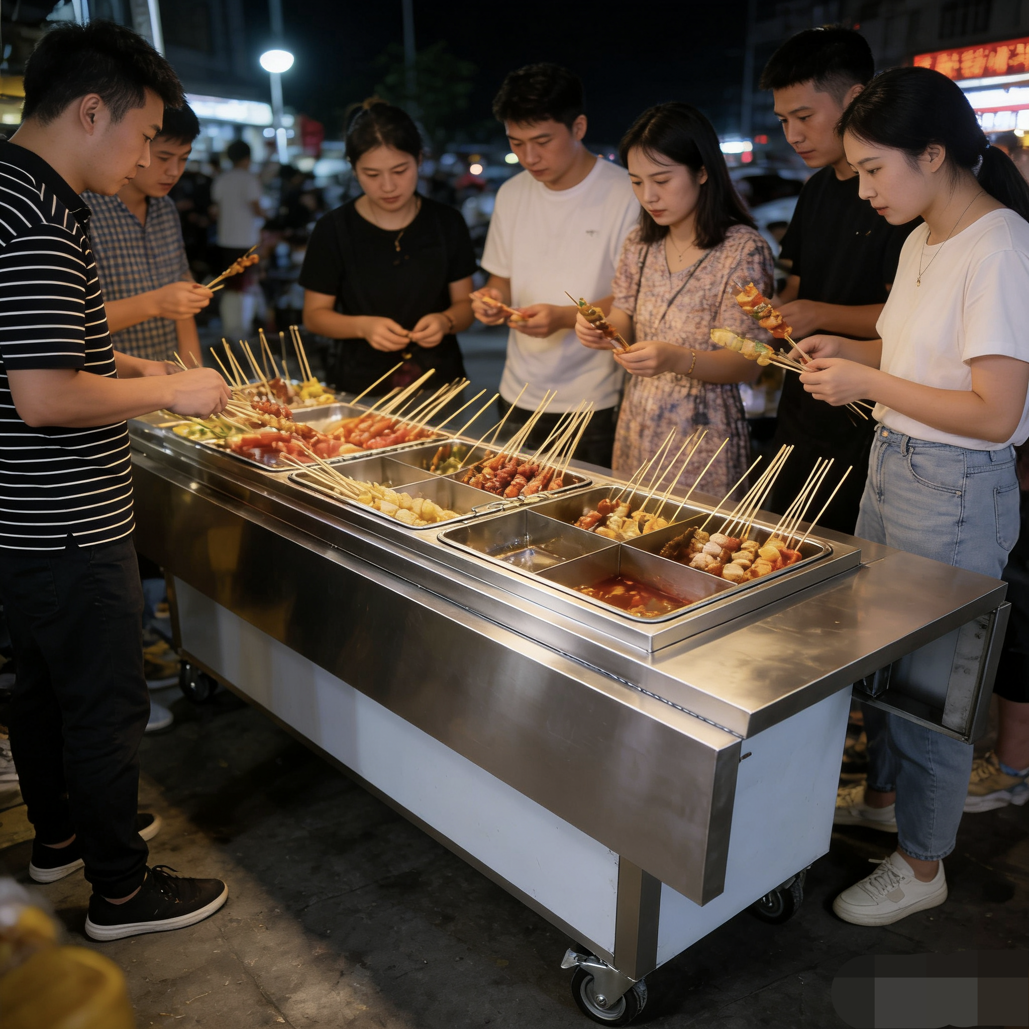 【隔热效果很好】串串香摆摊车夜市不锈钢麻辣烫关东煮围炉串串车