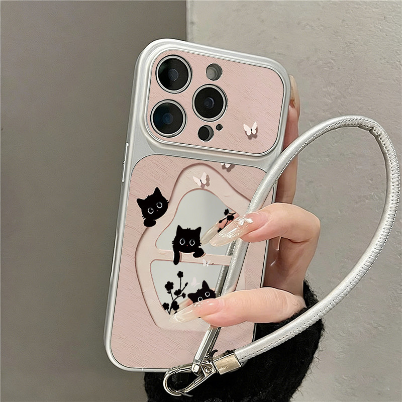适用苹果系列可爱黑猫防摔手机壳