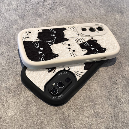 适用opporeno11手机壳女10新款reno9pro黑白猫咪reno8se/7/6硅胶防摔reno5k可爱reno4简约reno3高级感2保护套