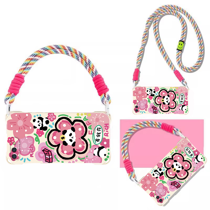 四角挂绳适用OPPOA5手机壳A3新款2高级感1Pro熊猫发财花97创意96复古Ins风93可爱78全包72防摔58硅胶57保护套